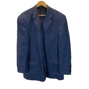 HASPEL 100% LINEN Jacket sz 42R Office Party Career Blue‎